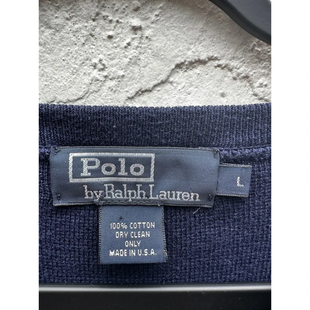 Vintage Polo Ralph Lauren Cotton V-Neck Sweater Vest Men Large Preppy Old Money